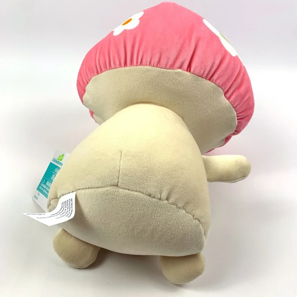 Way to Celebrate Easter Soft Mushroom Plush Pink Floral Cap Toadstool Fungi READ